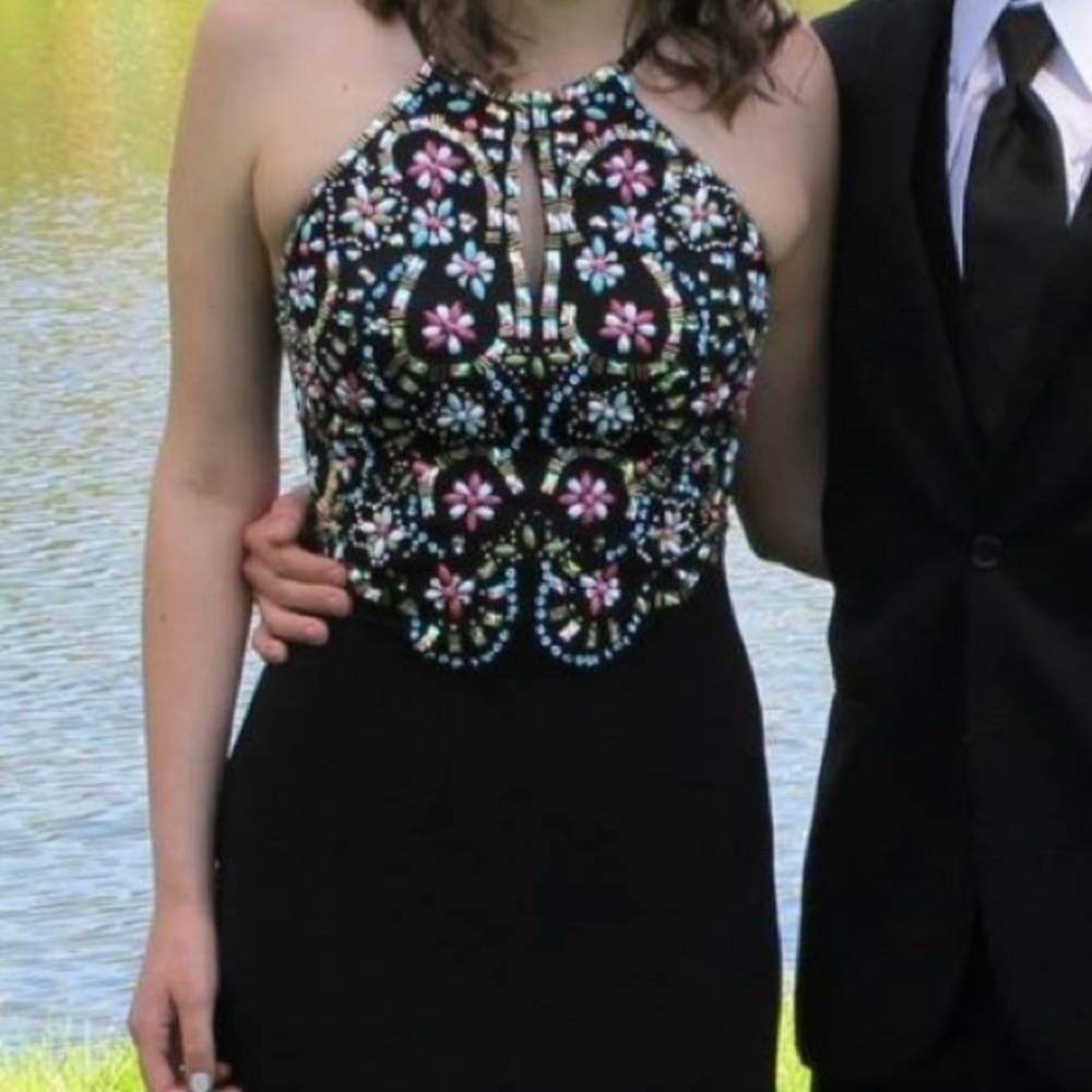 Blondie Nites Black Colorful Beaded Prom Dress✨ - Picture 2 of 6